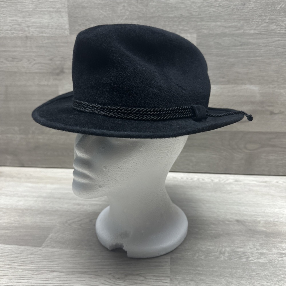 VINTAGE Flechet Hat Fedora Fitted Mens 7 1/8 Velour Fur Felt USA 70s Made In USA